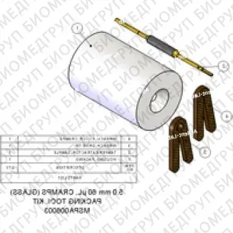 Набор инструментов для упаковки, 5,0 мм, 60 мкл, CRAMPS Полный набор упаковочных инструментов для роторов CRAMPS диаметром 5,0 мм