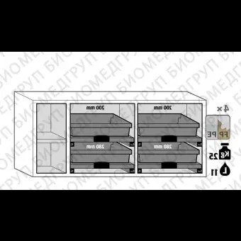 Тумбы для хранения негорючих опасных материалов, ширина 59  140 см, распашные дверцы, выдвижные полки SLClassicUB, Asecos, 3062289230624