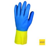 Перчатки латекс/неопрен, длина 30 см, рифленая поверхность пальцев и ладони, G80, желтый/голубой цвет, размер XL, Kimberly-Clark, 38744уп