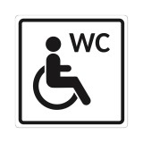 Плоскостной знак Туалет доступный для инвалидов на кресле-коляске 100х100 черный на белом
